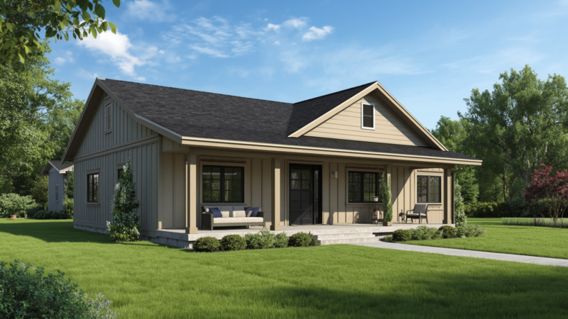 Bungalow - single-story house, residential bungalow architecture, charming home with front porch